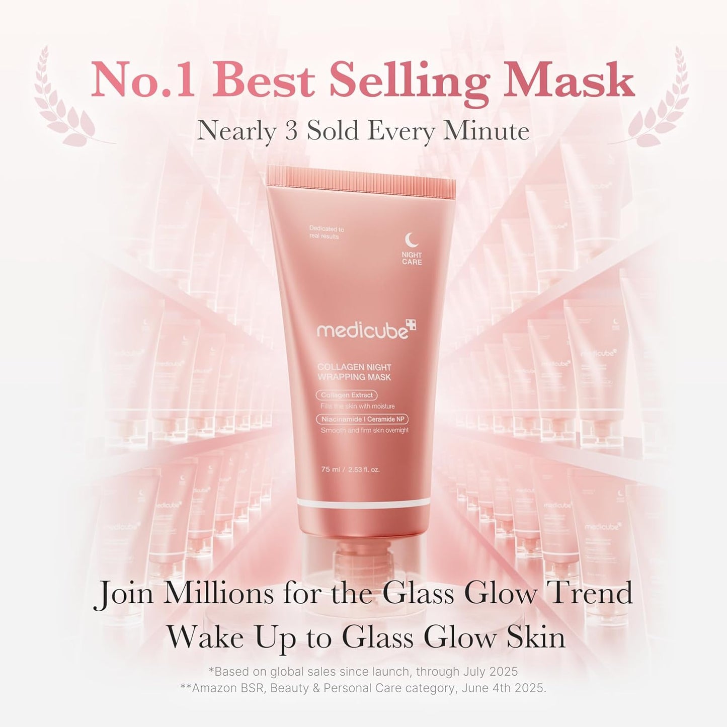 Medicube Collagen Overnight Wrapping Peel-Off Facial Mask Pack. Elasticity & Hydration Care, Reduces Sagging & Dullness - Hydrolyzed Collagen For Glowing Skin | Korean Skincare | No Artificial Colour (75ml)