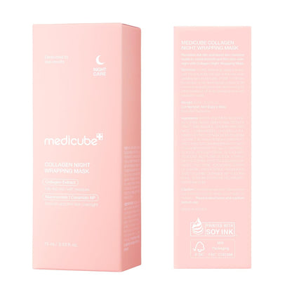 Medicube Collagen Overnight Wrapping Peel-Off Facial Mask Pack. Elasticity & Hydration Care, Reduces Sagging & Dullness - Hydrolyzed Collagen For Glowing Skin | Korean Skincare | No Artificial Colour (75ml)