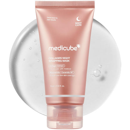 Medicube Collagen Overnight Wrapping Peel-Off Facial Mask Pack. Elasticity & Hydration Care, Reduces Sagging & Dullness - Hydrolyzed Collagen For Glowing Skin | Korean Skincare | No Artificial Colour (75ml)