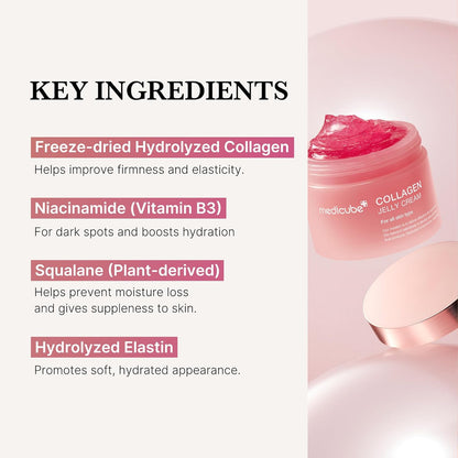 Medicube Collagen Jelly Cream – Niacinamide + Freeze-Dried Hydrolyzed Collagen – Hydrates, Strengthens Skin Barrier & Delivers 24-Hour Radiance & Firmness | Korean Skincare | No Artificial Colour  50ML/100ML